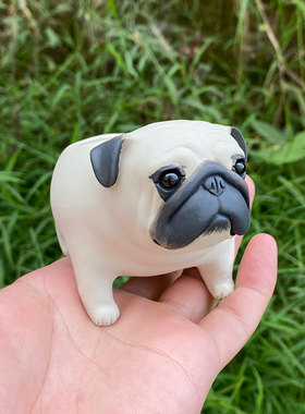 手作陶瓷巴哥摆件巴哥周边手办创意原创可爱巴哥哈巴狗手工陶器