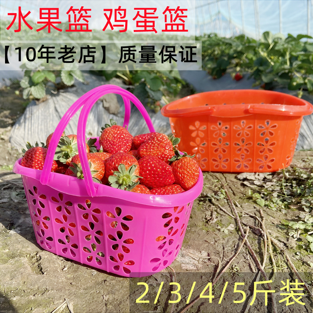 草莓篮子塑料水果樱桃蓝莓采摘杨梅手提鸡蛋筐梅花篮1/2/3/4/5斤