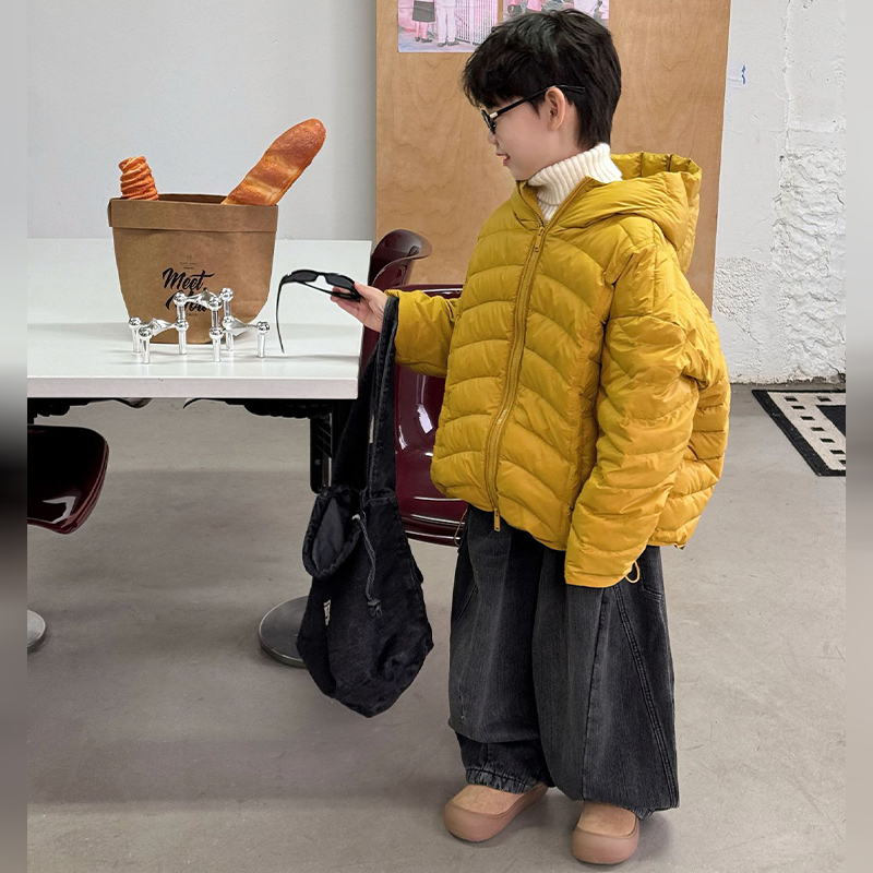 男童羽绒服2025新款儿童冬季帅气男孩宽松秋冬轻薄保暖白鸭绒外套