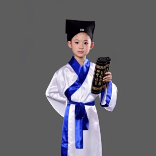 中国风儿童书生唐装李白古装男女童教书先生演出服书童服国学汉服