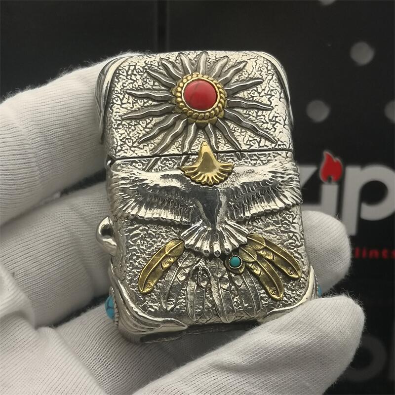 官正品ZIPPO芝宝美国原版防风砂轮煤油打火机烈日雄鹰 红松石镶嵌