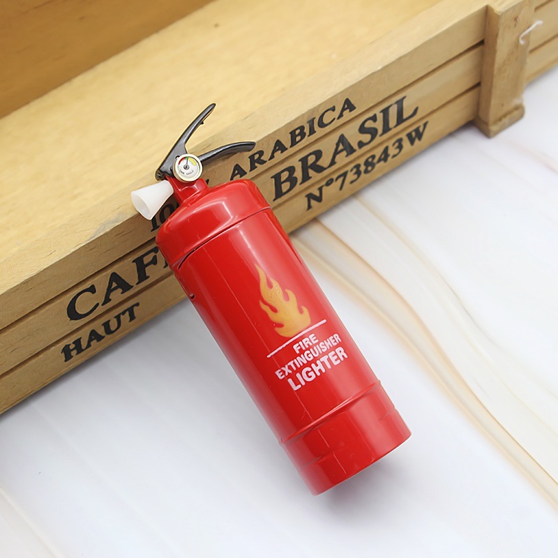 创意金属迷你仿真灭火器模型防风红色彩火打火机消防器具赠品充气