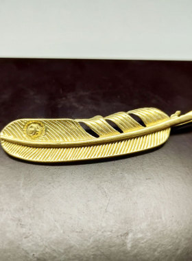 复古典藏国风艺术黄铜摆件古法手工匠作时尚羽毛钥匙扣配饰车挂件