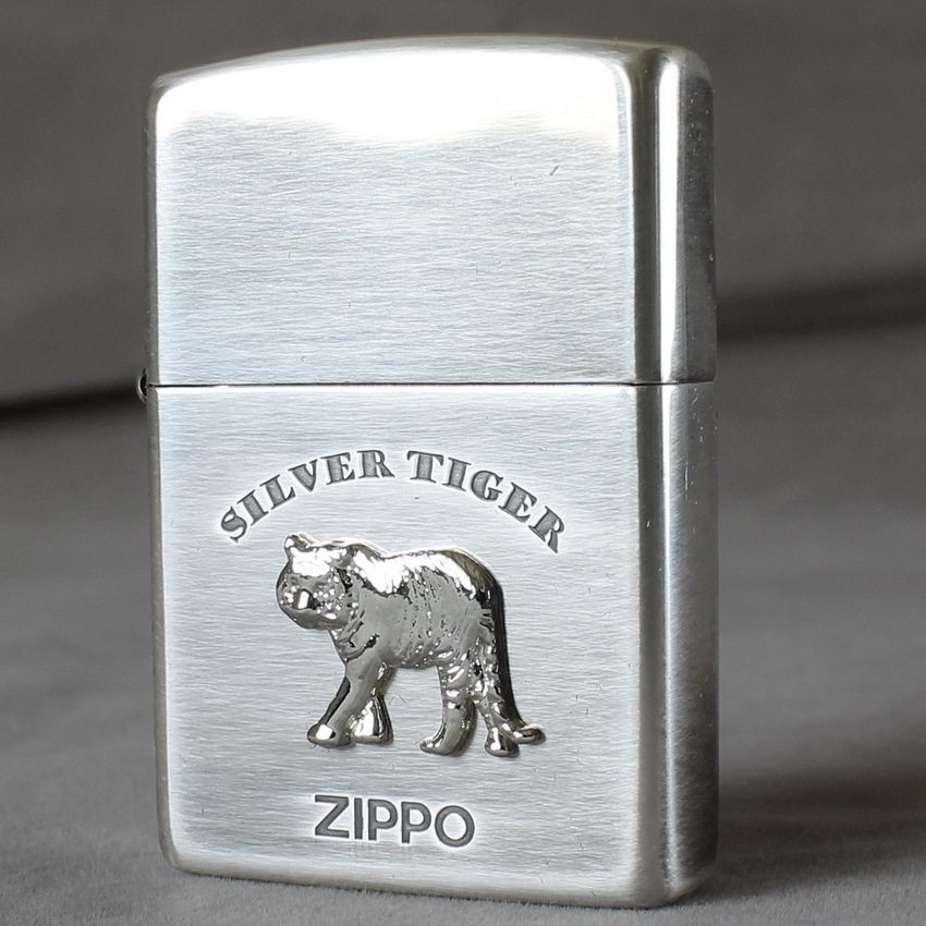 zippo煤油打火机官正品美国芝宝日韩版镀银色贴章行走寅虎年生肖