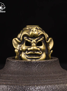 纯黄铜手工DIY复古日武士骑士头盔刀坠吊坠手电箱包坠EDC户外伞绳
