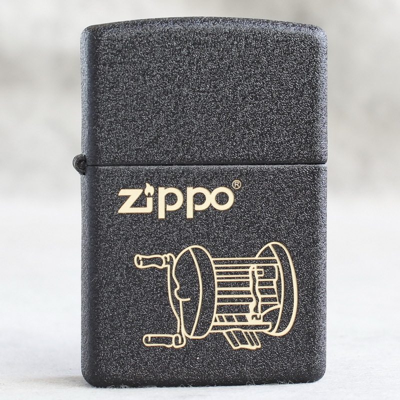 zippo煤油打火机官正品美国芝宝皱纹磨砂色黑裂漆单面刻电报机图