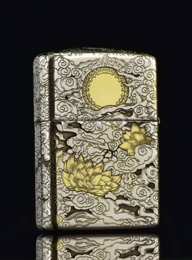 zippo煤油打火机官正品美国芝宝银色镜面盔甲深雕吉祥神秘白泽手