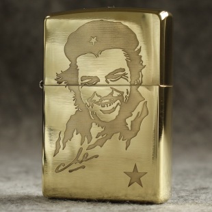 zippo煤油打火机官正品美国芝宝黄铜金色蚀刻古巴英雄切格瓦拉人