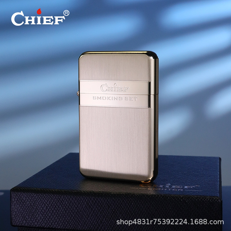 chief首领正品煤油打火机砂轮防风纯铜超薄迷你圆润珍珠简约商务