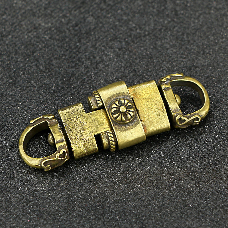 复古黄铜怀旧可拆卸分离钥匙扣纯铜财布链圈克罗挂钩养牛扣环挂件