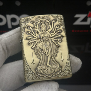 防风砂轮煤油打火机盔甲3D雕刻千手观音 官正品 ZIPPO芝宝美国原版