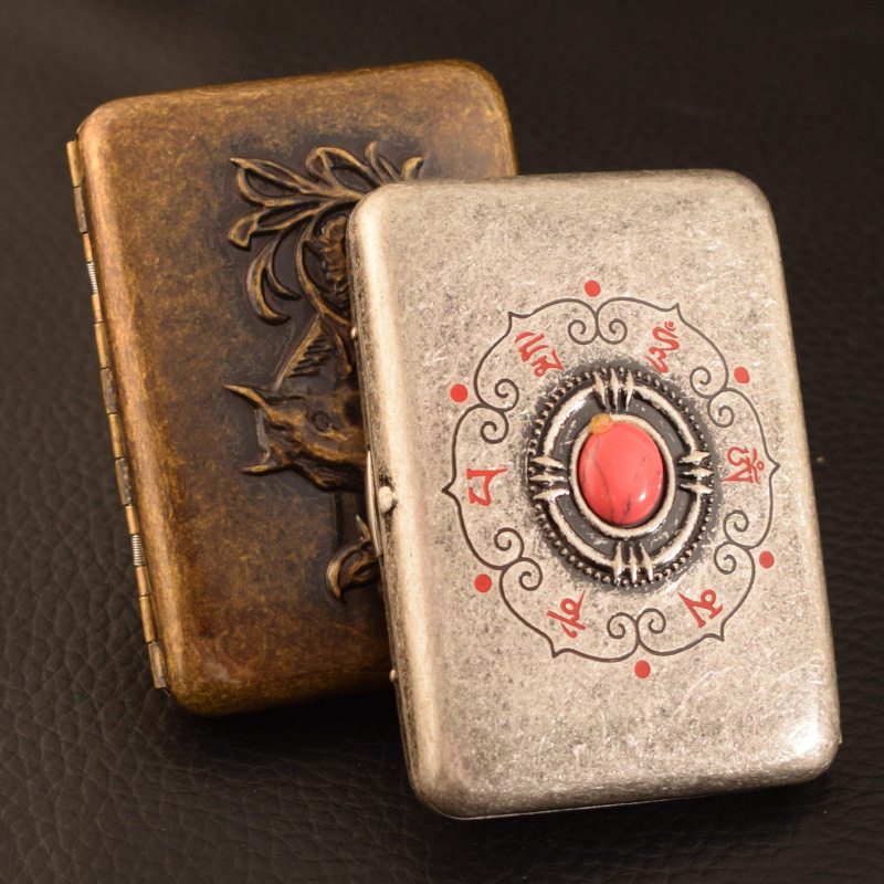 双枪品牌老上海滩风烟夹超薄便携防潮防压男士烟盒9-12-16-20支装