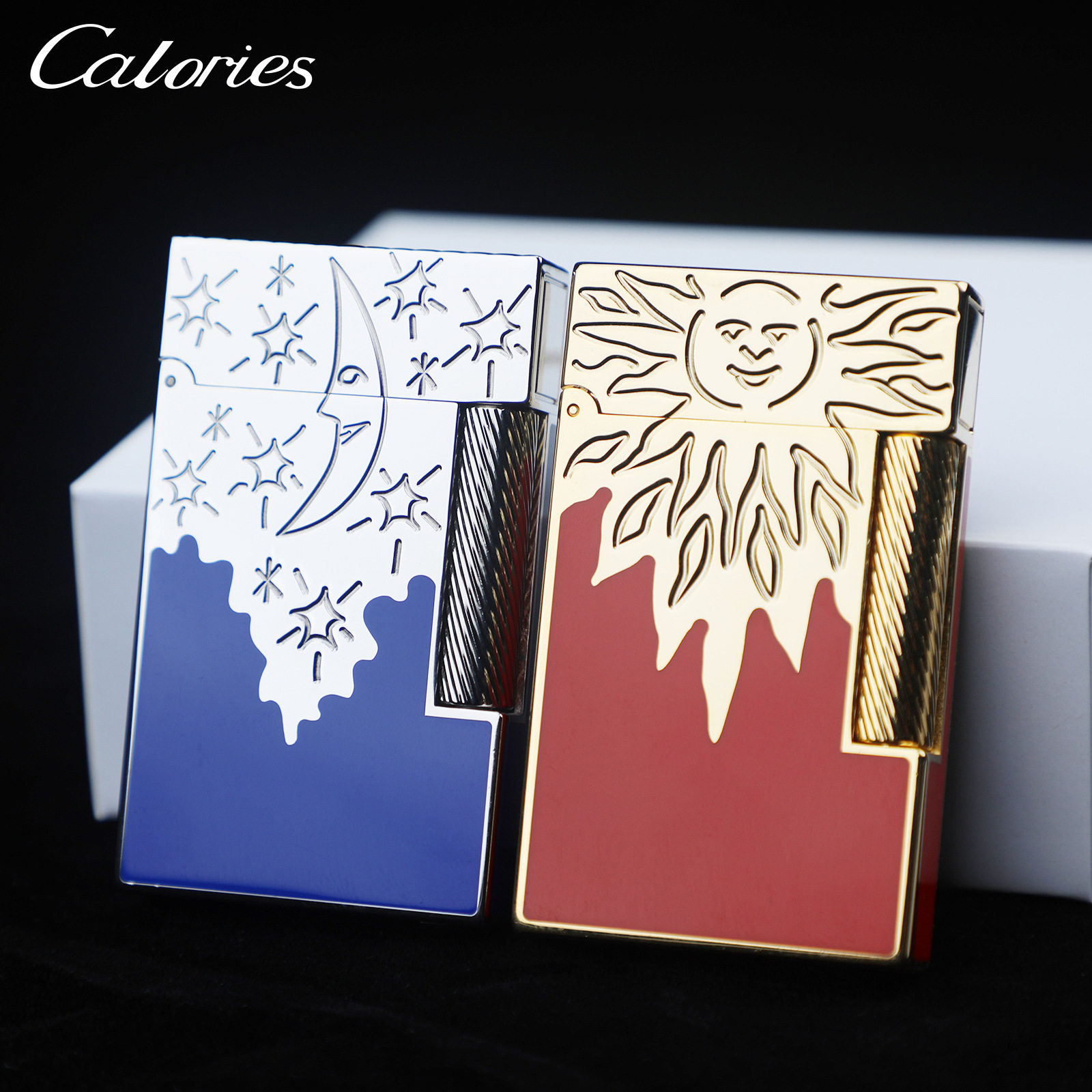 calorie卡路正品纯铜钢琴音叮当响侧轮砂轮朗声打火机太阳神月花