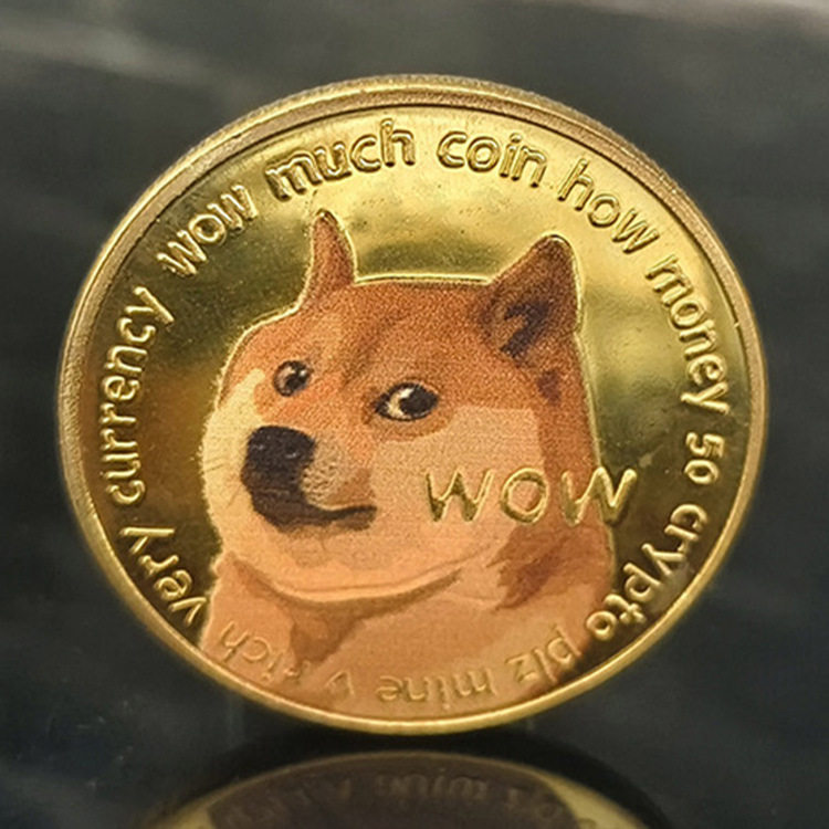 纯手工匠复古法作旧合金复刻道具狗狗币彩色dogecoin纪念章比特彩
