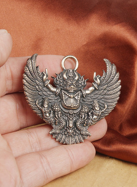 纯黄铜复古法手工匠作旧典藏国风艺术白铜金翅大鹏鸟挂件藏挂吊坠