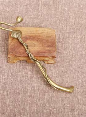 黄铜手工精雕荷叶日本铁壶莲花