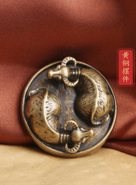 复古典藏国风艺术黄铜摆件古法手工匠作扭转乾坤牛转运手把件茶宠