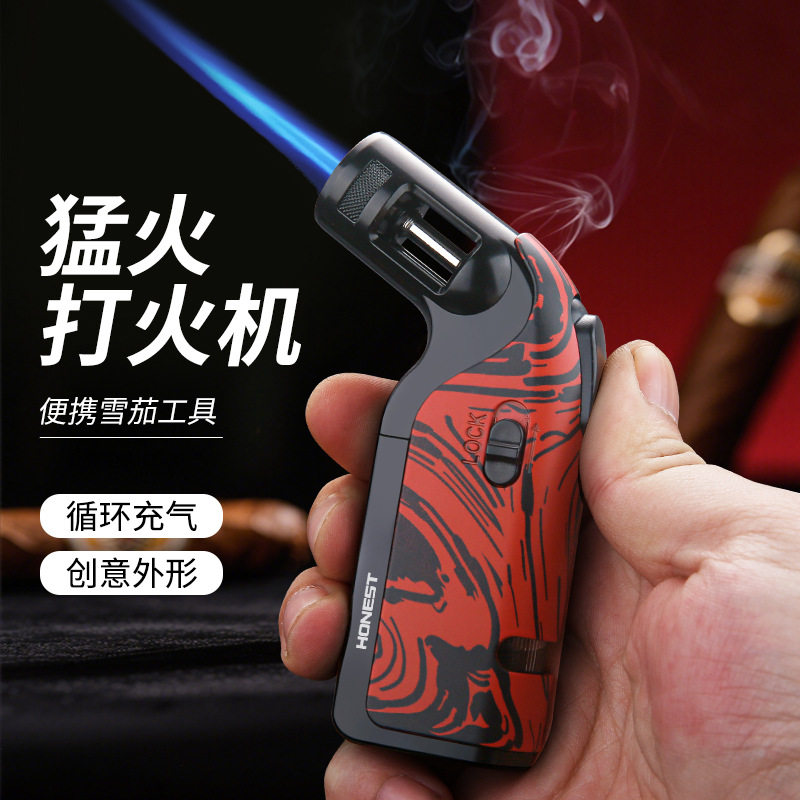 防风打火机雪茄弯头点火器图片