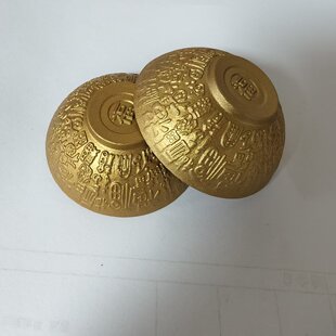 合金属沙金色百福碗周岁抓周道具电镀袖珍小金碗聚财旅游景点摆件