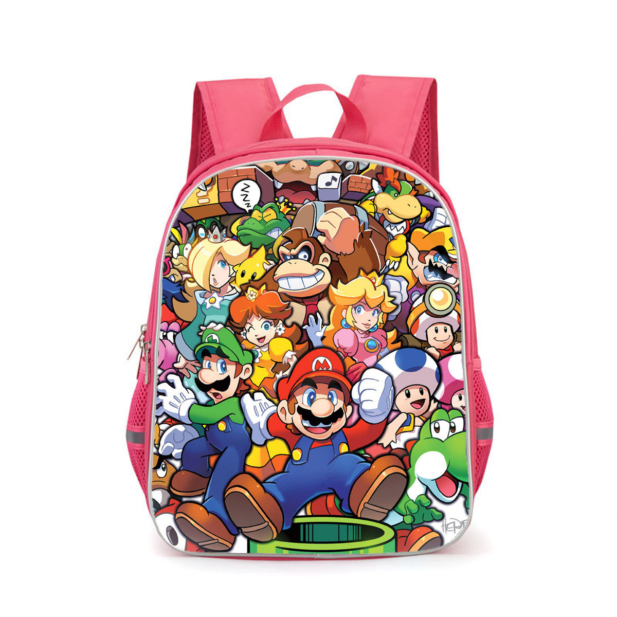 超级玛丽卡通儿童书包马里奥粉红色幼儿园背包学前班小朋友双肩包