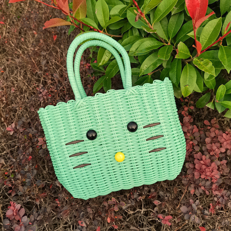 可爱小猫卡通塑料洗澡篮手提