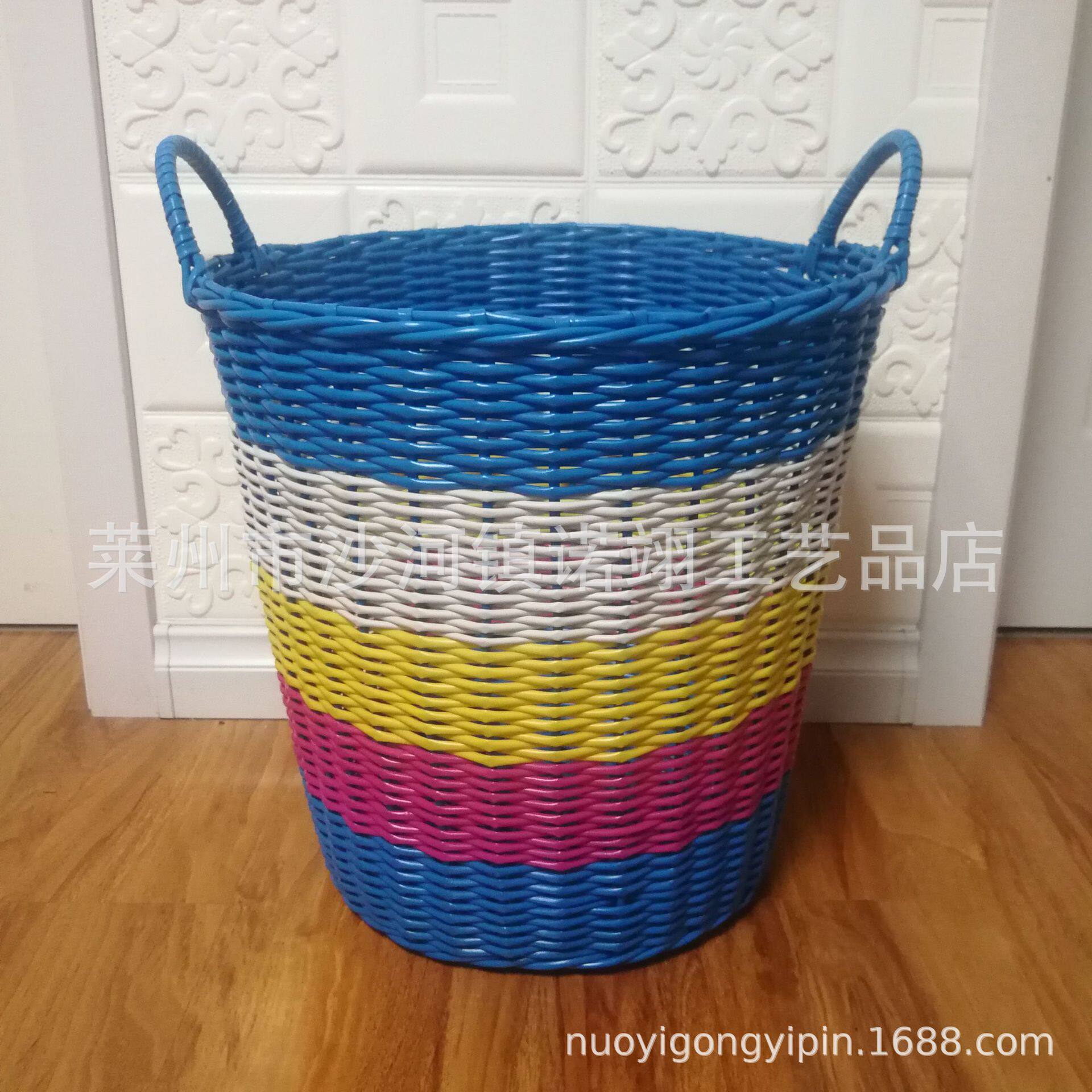 田园可水洗塑编手提编织篮