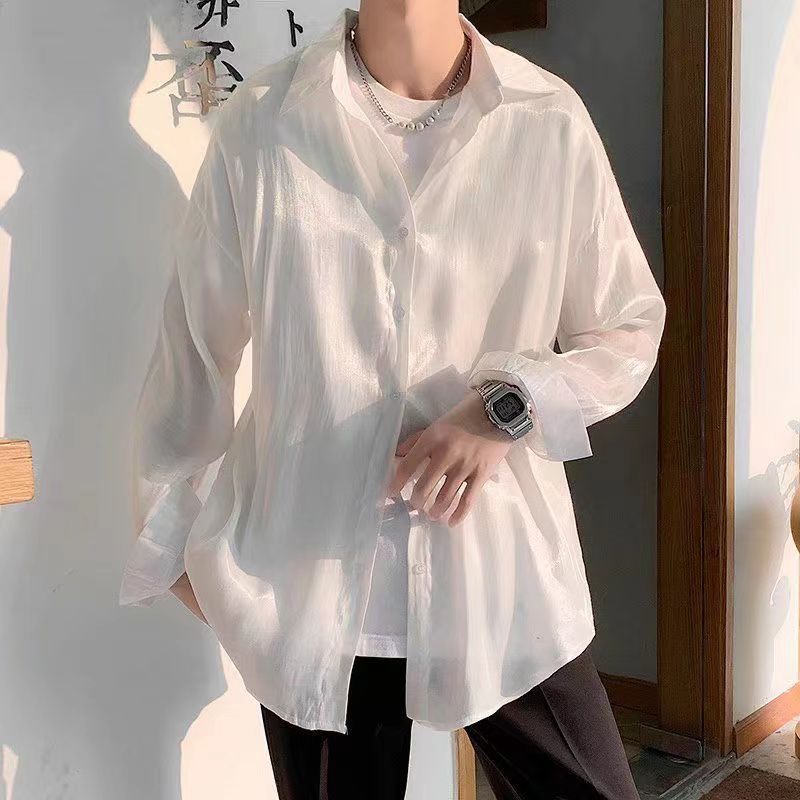 方领长袖珠光珠光防晒衣男图片