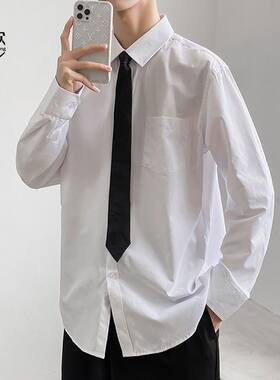 领带衬衫男学院风男生宽松寸衫情侣DK制服毕业班服寸衫上衣服男装