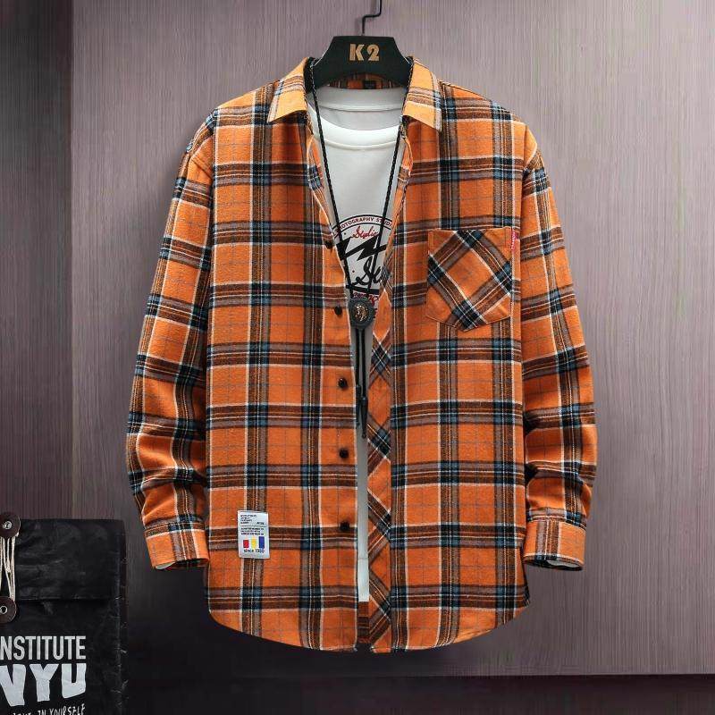 青少年学生长袖衬衫男装春秋季潮流帅气休闲格子衬衣百搭外套上衣,男装,衬衫,淘宝优惠券,粉丝福利购,淘宝优惠卷