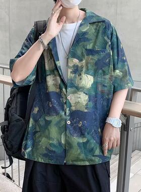 扎染ins情侣原宿炸街半袖衬衣