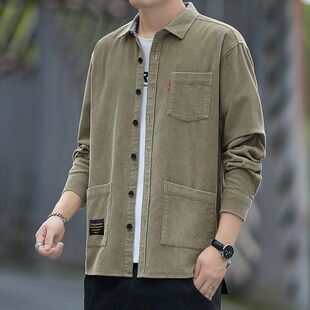 衬衫 灯芯绒长袖 男士 港风休闲工装 外套宽松潮12 爆款 多口袋衬衫 秋季