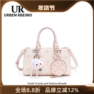 UR包包女小众高颜值刺绣铂金凯莉包玲娜贝儿小方包手提单肩斜挎包
