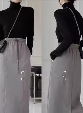 妞妞家秋冬款女士简约舒适堆堆领高弹显瘦长袖百搭针织打底衫6551