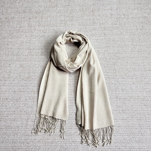 妞妞家秋冬新品女士TH简约经典流苏针织桑蚕丝羊绒围巾8697