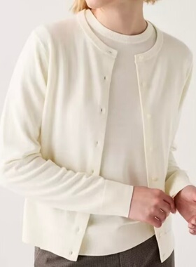 妞妞家春秋新品女士简约百搭圆领美利奴羊毛TH针织开衫外套8635