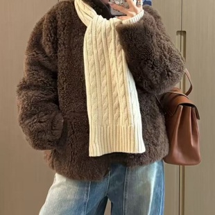 妞妞家秋冬新品男女同款麻花复古老钱风经典毛织情侣围巾2233