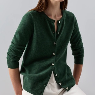 羊绒针织开衫 妞妞家秋季 百搭长袖 女士简约圆领经典 外套8640 新品