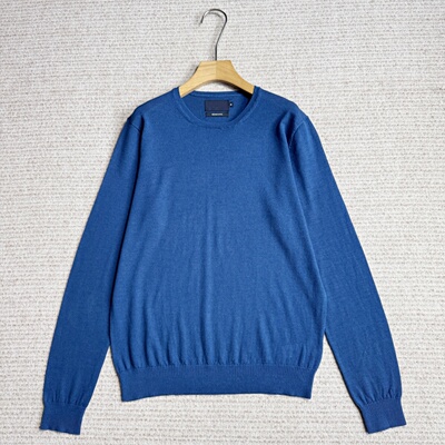 妞妞家秋季新品简约舒适圆领经典美丽诺羊毛长袖套头针织衫8613