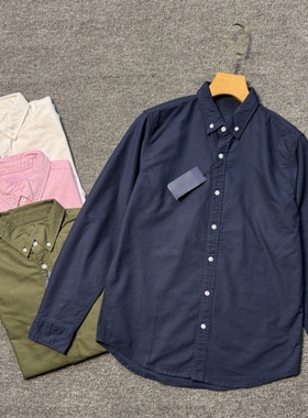 妞妞家春季新品棉质简约老钱风男女同款长袖翻领休闲衬衫8396