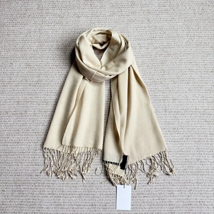 妞妞家秋冬新品女士TH简约桑蚕丝羊绒薄款流苏针织围巾8699