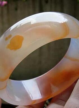 巴西天然原色通透纹理玛瑙手镯