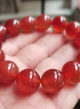 正品纯天然玛瑙手串红玉髓手链14mm珠子配饰男女士佩戴实物拍摄