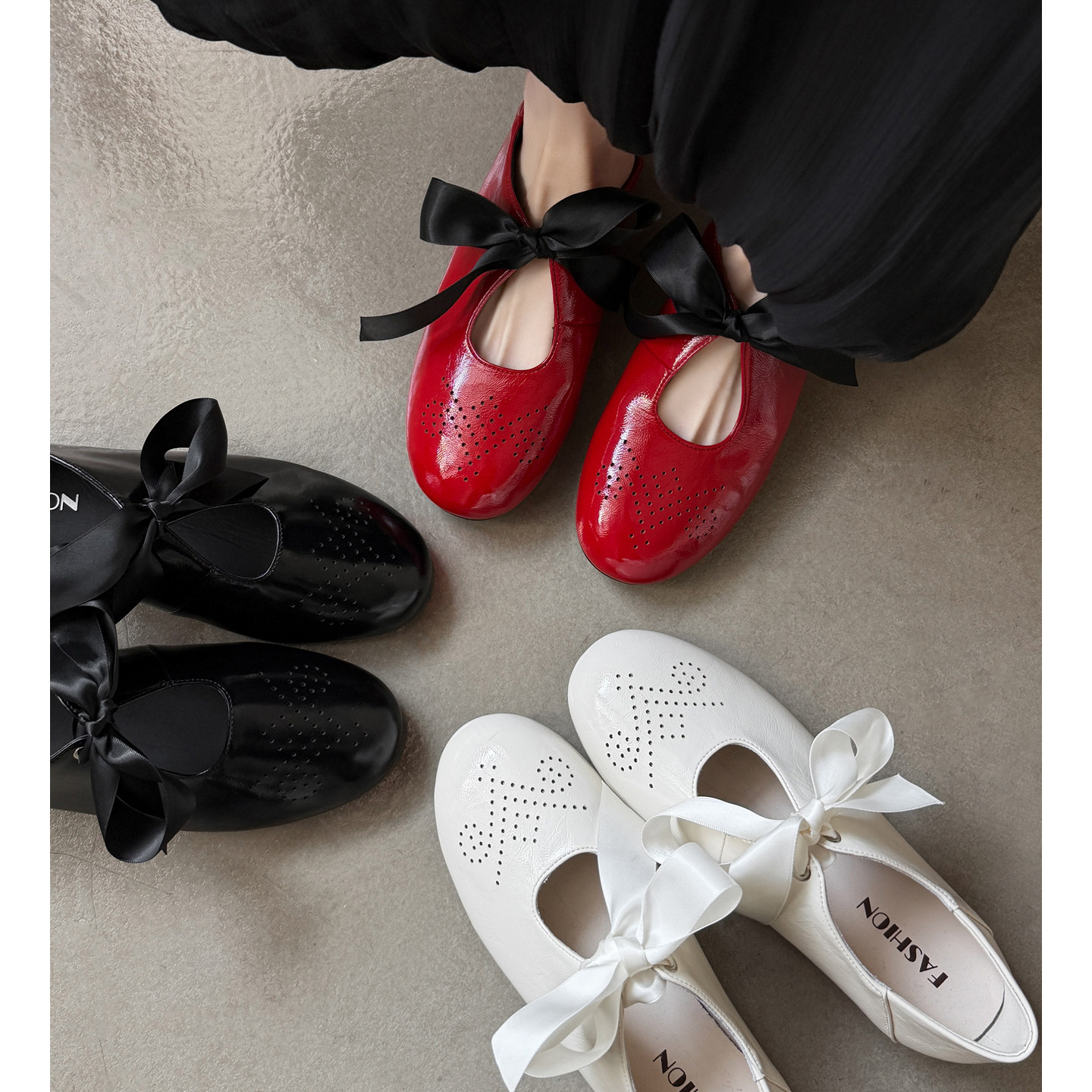 镂空雕花平底鞋~2026春新款丝带蝴蝶结浅口芭蕾舞鞋里外真皮单鞋,女鞋,棉鞋,淘宝优惠券,粉丝福利购,淘宝优惠卷
