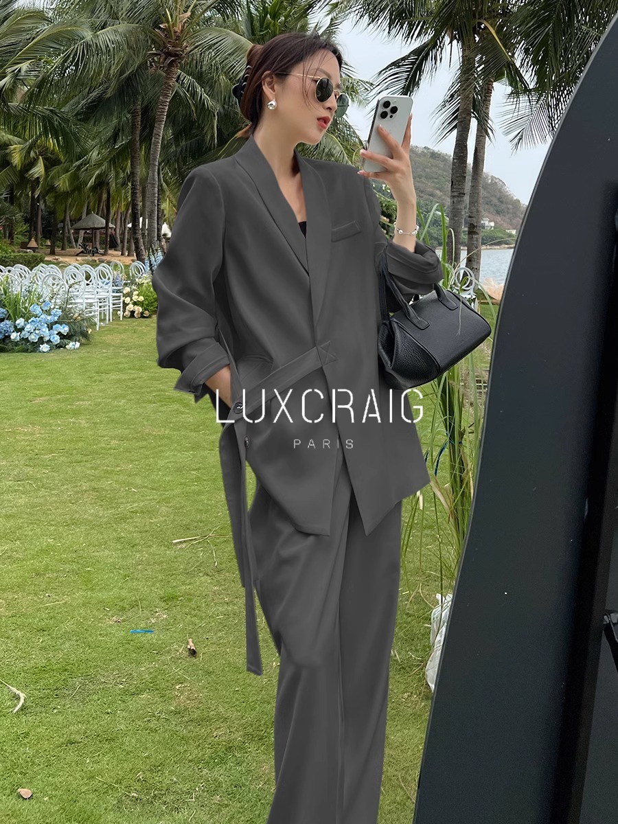 LUXCRAIG法式高级感西装套装女款春秋西服外套阔腿裤气质两件套