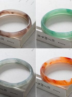 玉手镯仿玻璃叮当响新中式镯汉服环圈叮当配饰手镯手镯