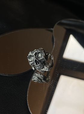 骷髅开口925纯银原创设计暗黑