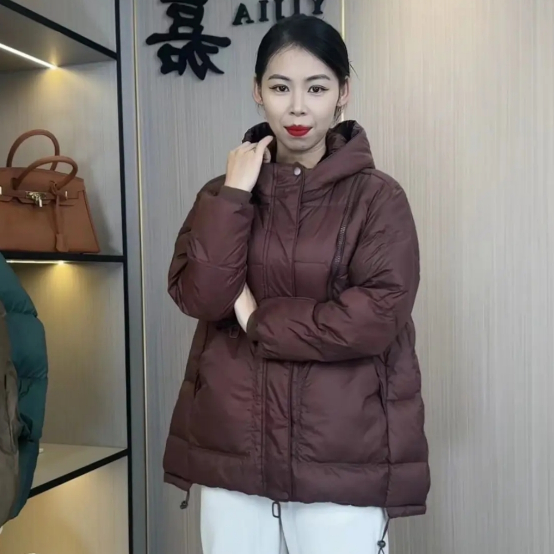 白鸭绒羽绒服连帽时尚冬休闲女士百搭宽松洋气外套2024冬季新款