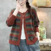 蝙蝠袖 外套 棉线毛针织开衫 两种穿法文艺针织2025春秋季 圆领长袖