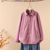 2025纯棉夹棉保暖可机洗翻领斜插口袋百搭衬衫 宽松保暖棉服
