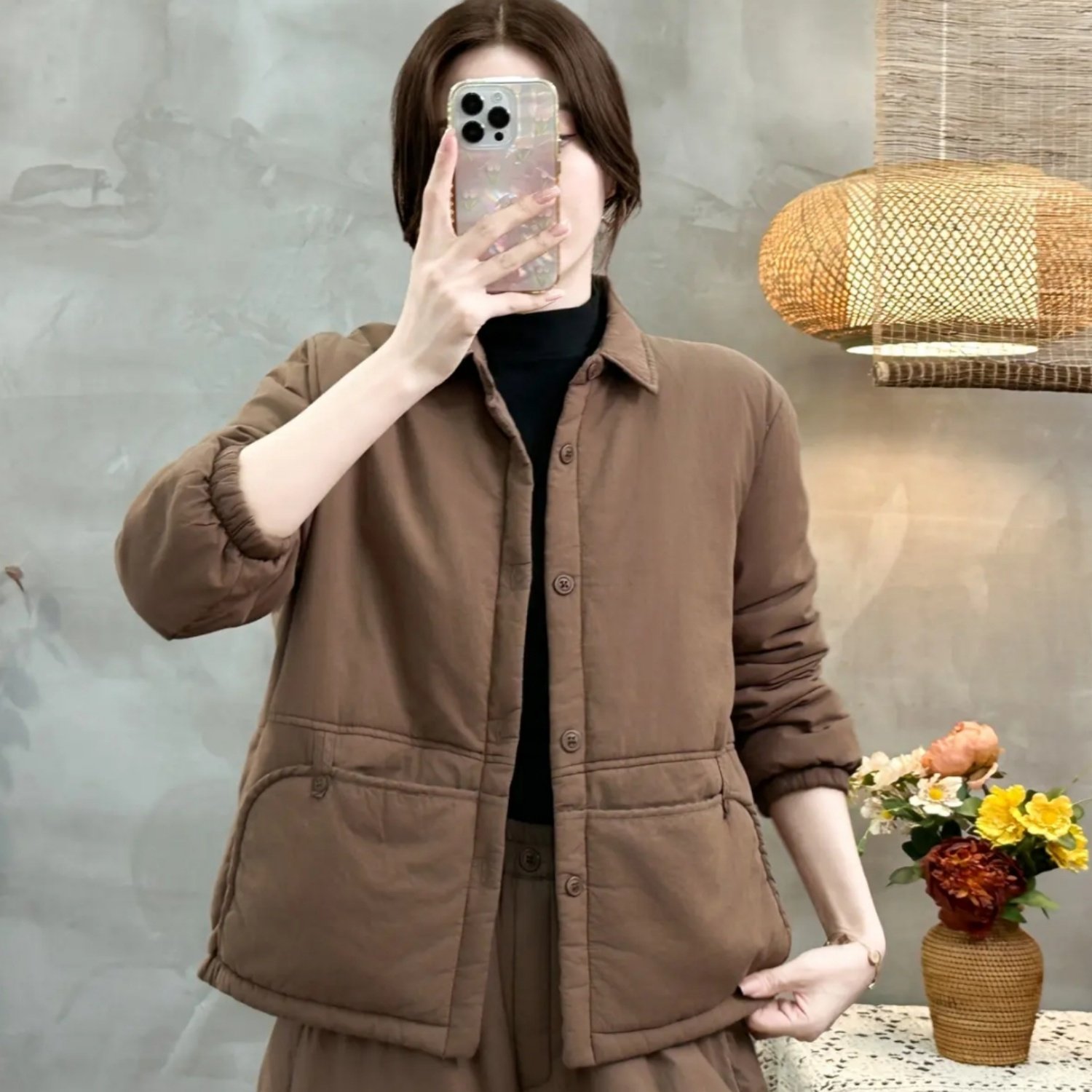 2025冬款时尚百搭显瘦女宽松型棉服翻领冬季立领百搭夹棉外套,女装/女士精品,棉衣/棉服,淘宝优惠券,粉丝福利购,淘宝优惠卷